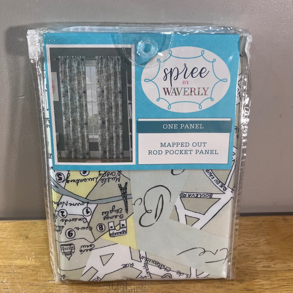 Spree by Waverly Mapped Out Curtain Panel 42x84 Multi Paris Map Rod Pocket